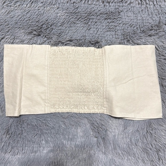 Express Linen-Blend Tie Front Bandeau Top - Picture 3 of 4